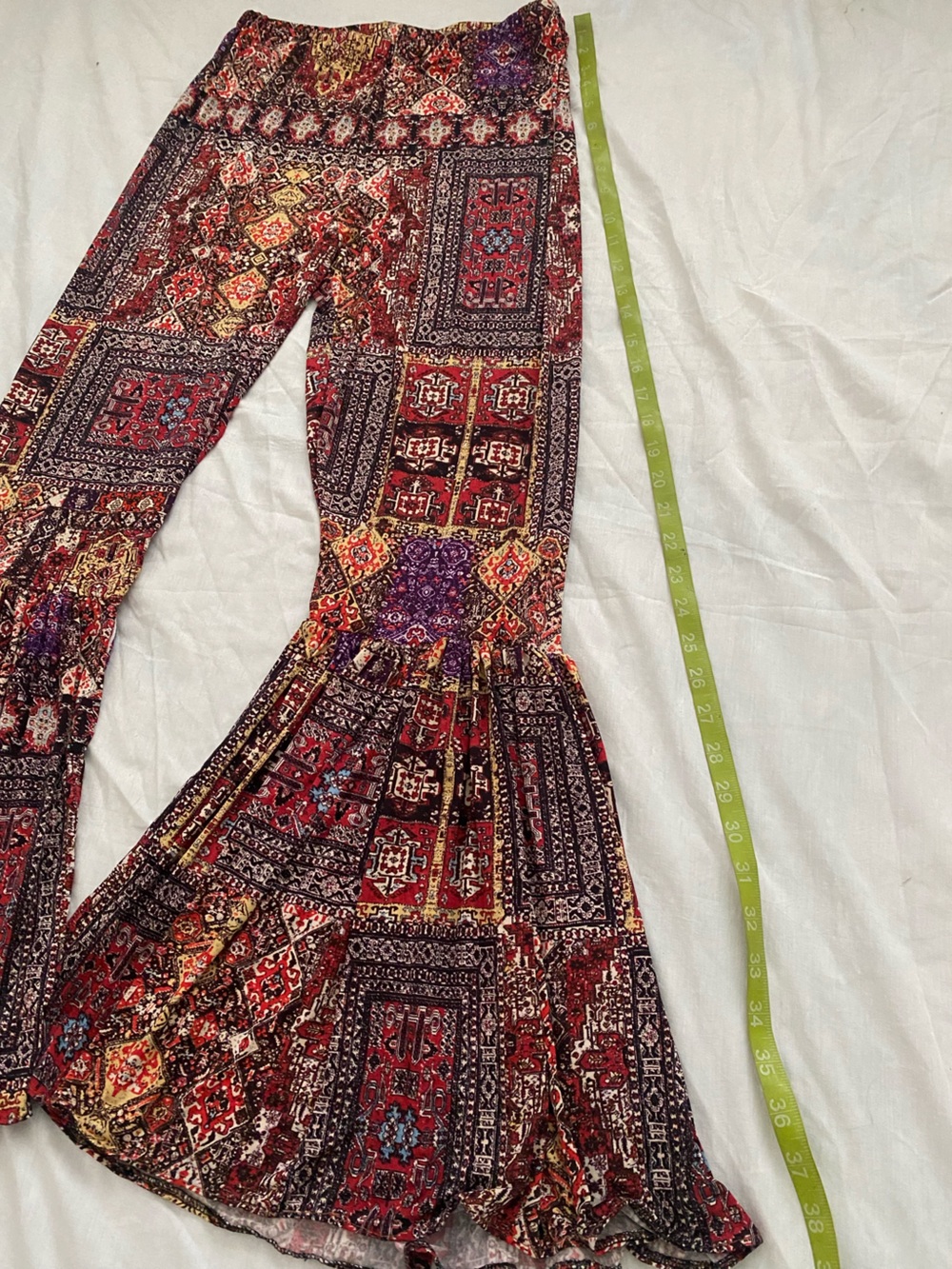 Patchwork Wide-Leg Ruffle Hem Jumpsuit — Red Multi - Picture 2 of 6